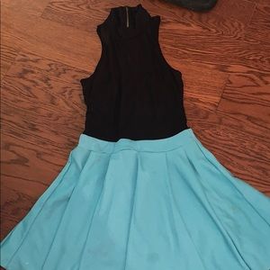 Black and blue dress with flare